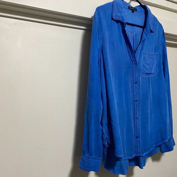 Velvet Heart, long sleeve, neon powder blue, button-down blouse, size XL - Picture 3 of 10